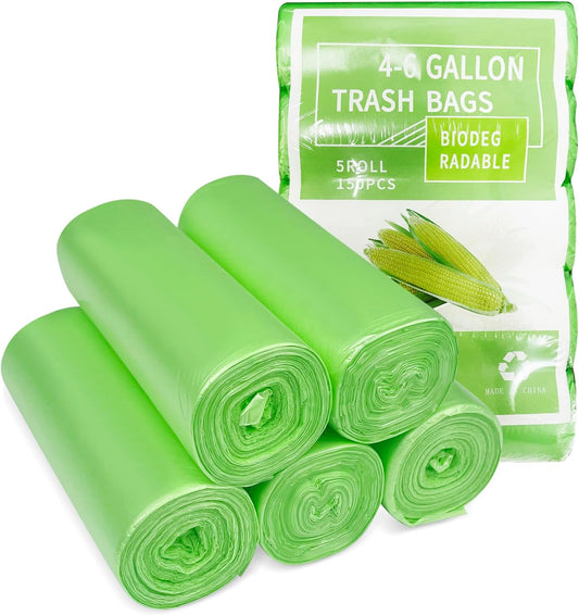 Tekenewbse Lot de 150 Sacs Poubelle Biodégradables 25L, Sac Poubelle Rectangulaire, Sac Poubelle Compostable pour Aliments, Ménages, Déchets de Jardin Dans La Cuisine, Le Bureau(50X60cm, Vert)