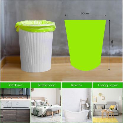 Tekenewbse Lot de 150 Sacs Poubelle Biodégradables 25L, Sac Poubelle Rectangulaire, Sac Poubelle Compostable pour Aliments, Ménages, Déchets de Jardin Dans La Cuisine, Le Bureau(50X60cm, Vert)