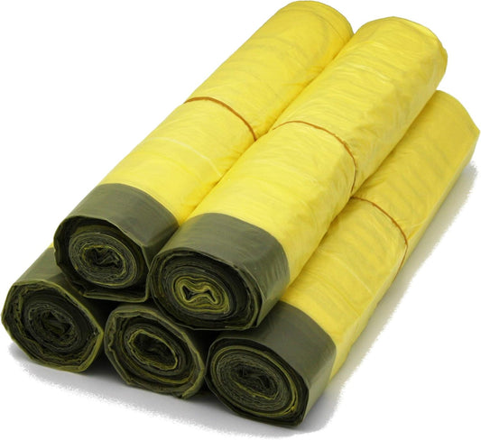 Lot de 5 rouleaux – Sacs Poubelle Jaunes 90L