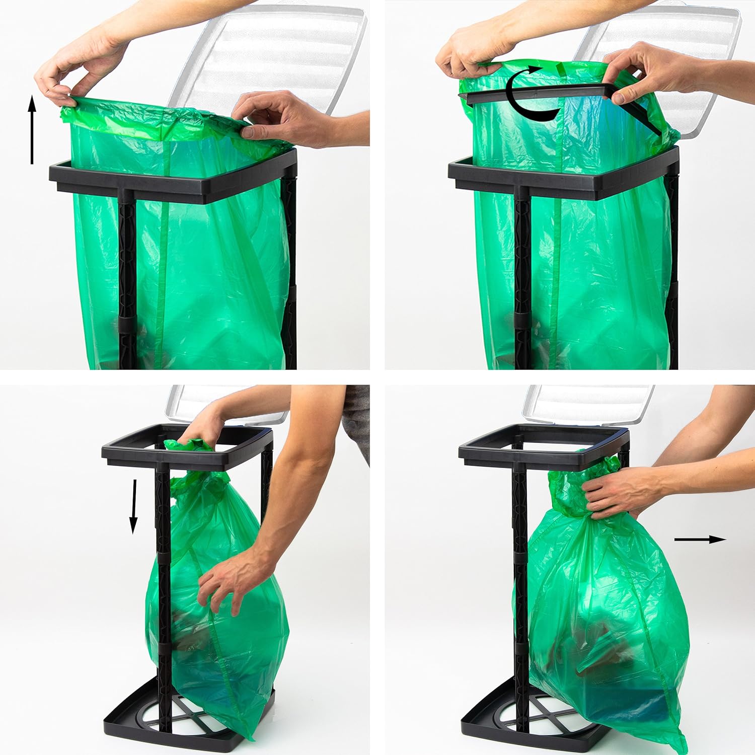 Porte sac poubelle jardin – Support 30 à 120L réglable