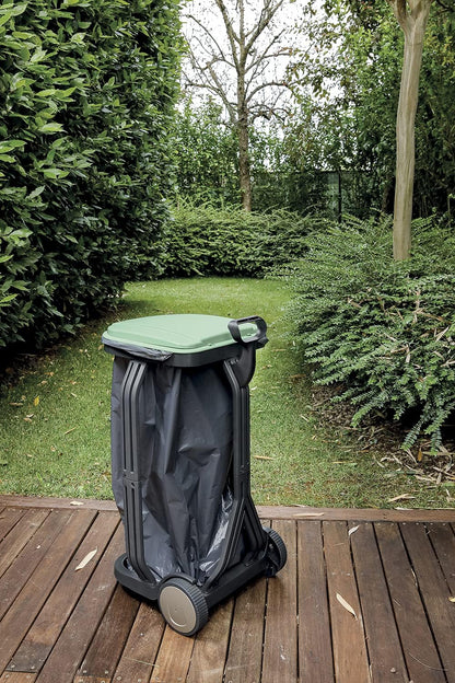 Support sac poubelle chariot avec couvercle jardin
