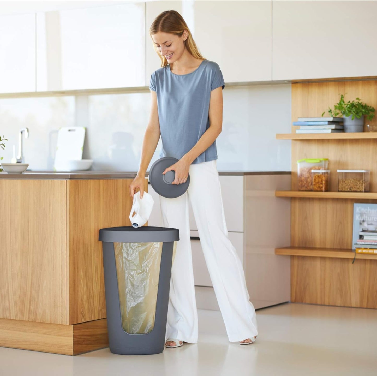 support sac poubelle avec couvercle cuisine
